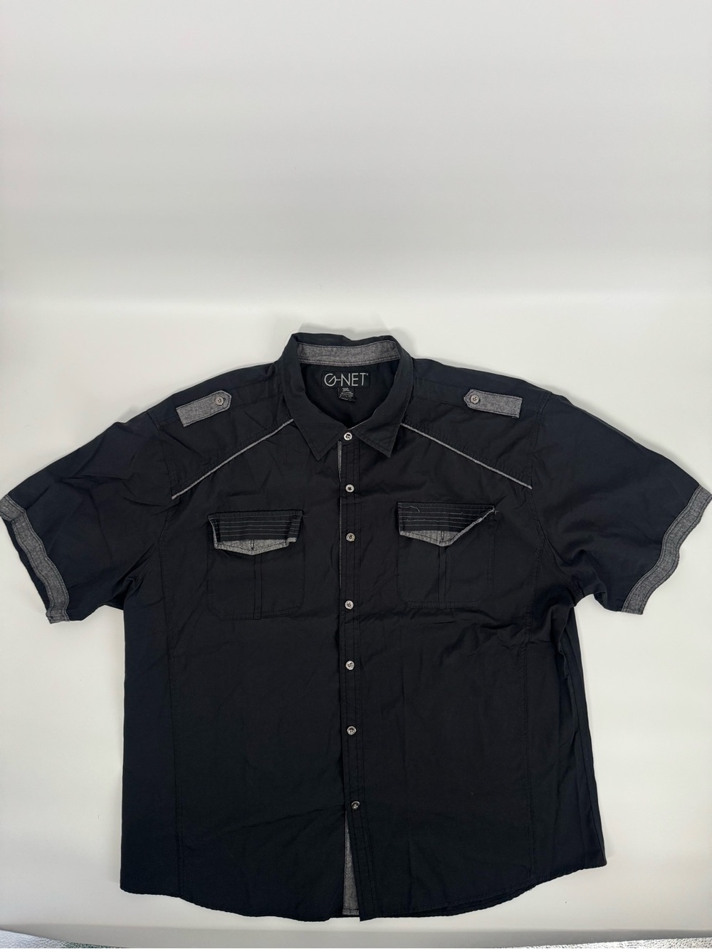 G net Men's Black Short Sleeve Button-Up Shirt